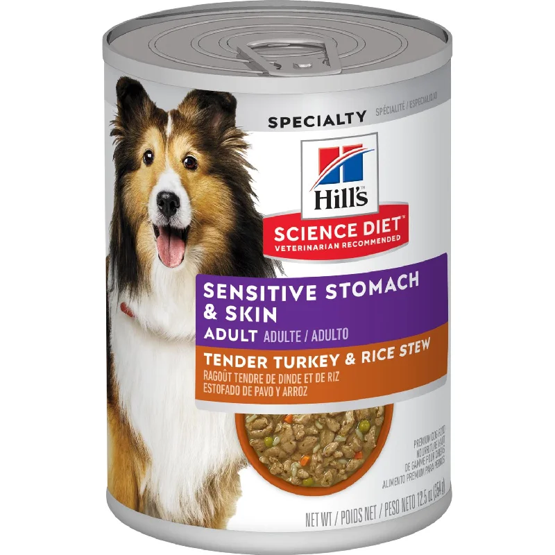 Compostable pet waste bags-Hill's® Science Diet® Adult Sensitive Stomach & Skin Tender Turkey & Rice Stew dog food