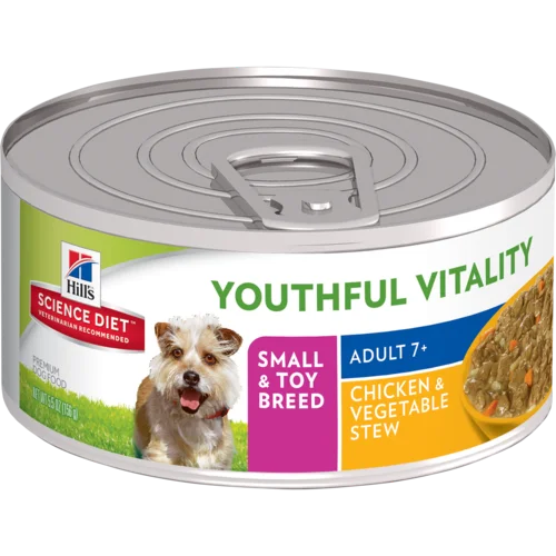 Adjustable bird swing perch-Hill's™ Science Diet™ Youthful Vitality Adult 7+ Small & Toy Breed Chicken & Vegetable Stew Dog Food