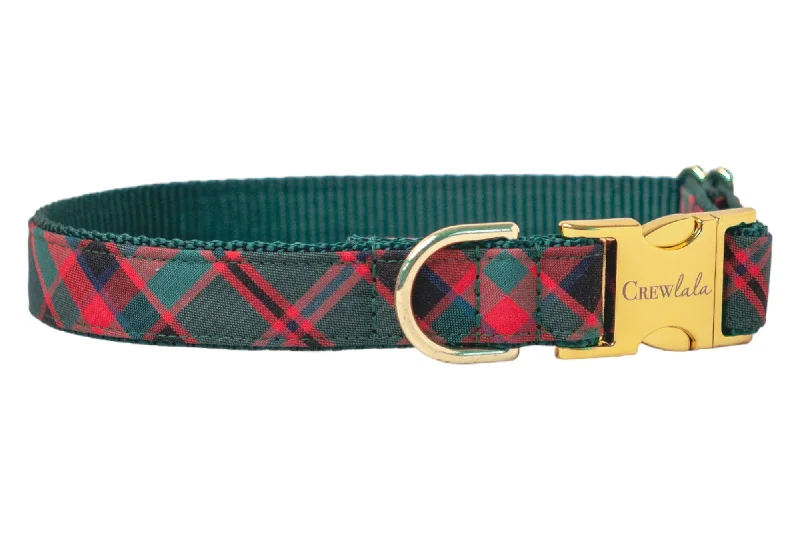 Insulated dog water dish-Holiday Plaid Dog Collar