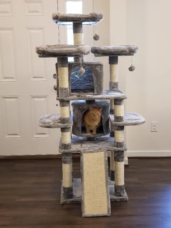 Submersible fish tank pump-67" Cat Tree Condo with Scratching Post Pad, Cat Tower Furniture House