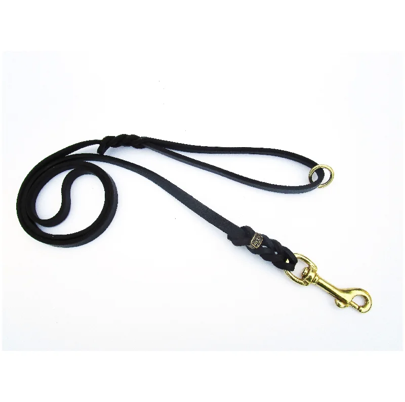 Silent pet training buzzer-KLIN Soft Leather Leash, 10mm 1.20m (4ft) with handle and ring