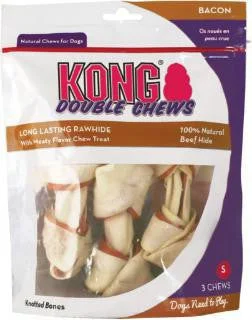 Filtered cat water fountain-Kong Bacon Double Chews US Rawhide Bones Small 3 Pack