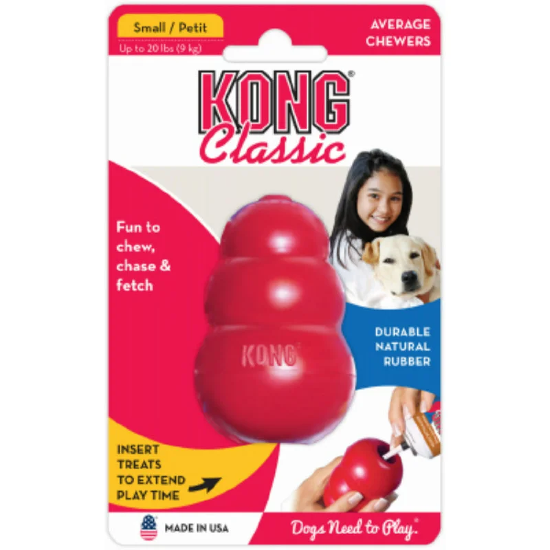 Chamomile pet calming band-Kong T3 Classic All-Natural Rubber Dog Toy, Red, Small