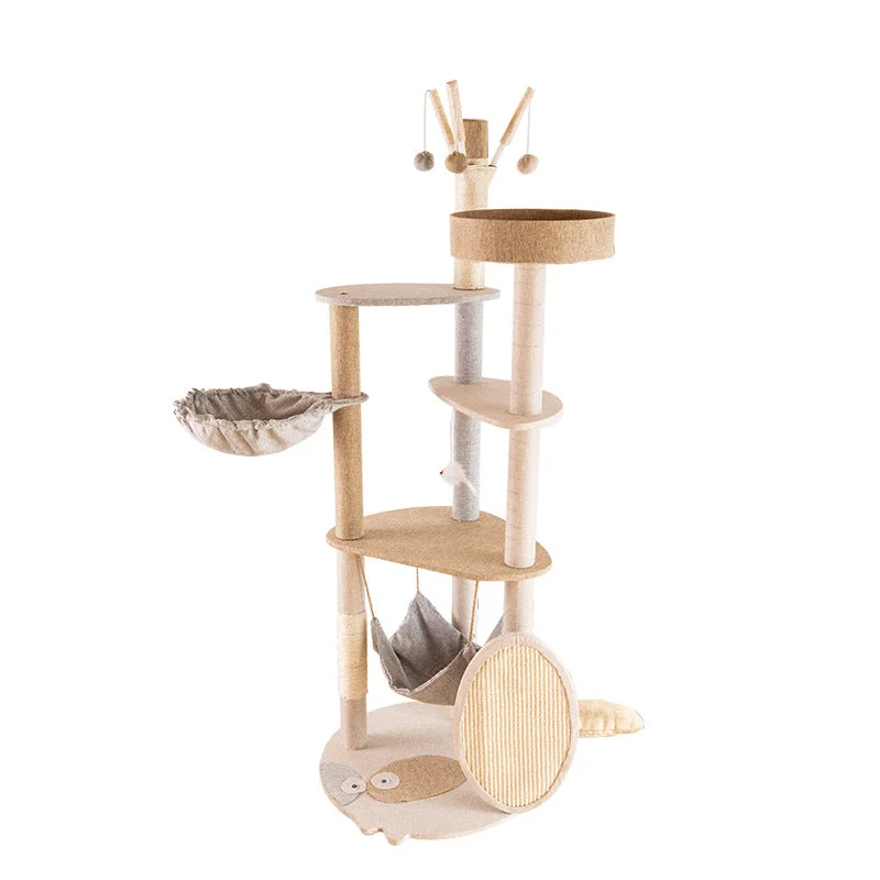 Interactive rabbit food mat-Large cat tree with scratcher and kennel