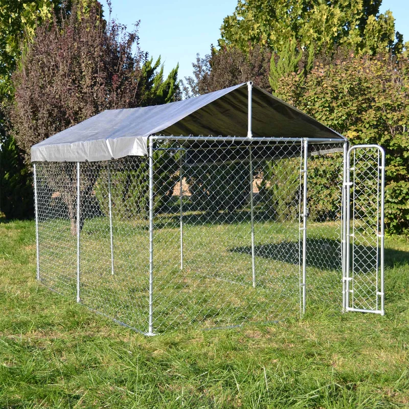 Foldable dog shade tent-Large Dog Wire Playpen 4x2.3x1.83m Lockable Door, UV/Water Proof Roof