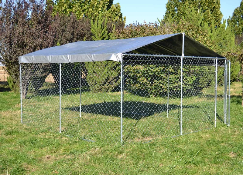 Woven pet snack pouch-Large Dog Wire Playpen 4x4x1.83m Lockable Door, UV/Water Proof Roof