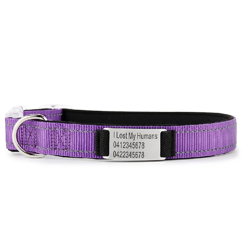 Lavender-scented pet collar-Laser Engraved Padded Dog Collar - Custom, Reflective, Long Lasting