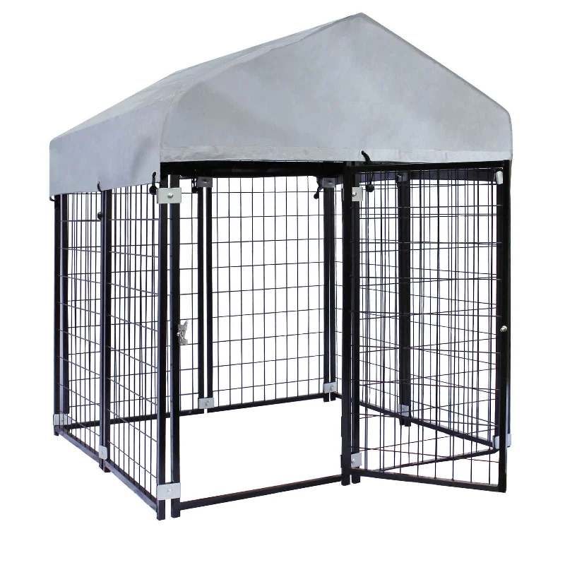 Soft pet burrow nest-***LAST ONE *** Dog Kennel with Roof and Steel Grid 121x121x137cm for Outdoors