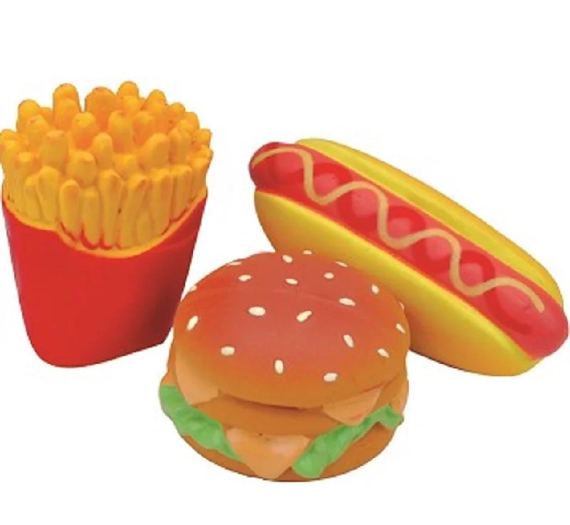 Portable cat climbing post-LIL PALS LATEX HAMBURGER FRIES & HOT DOG TOY SET (4 INCH, MULTI)