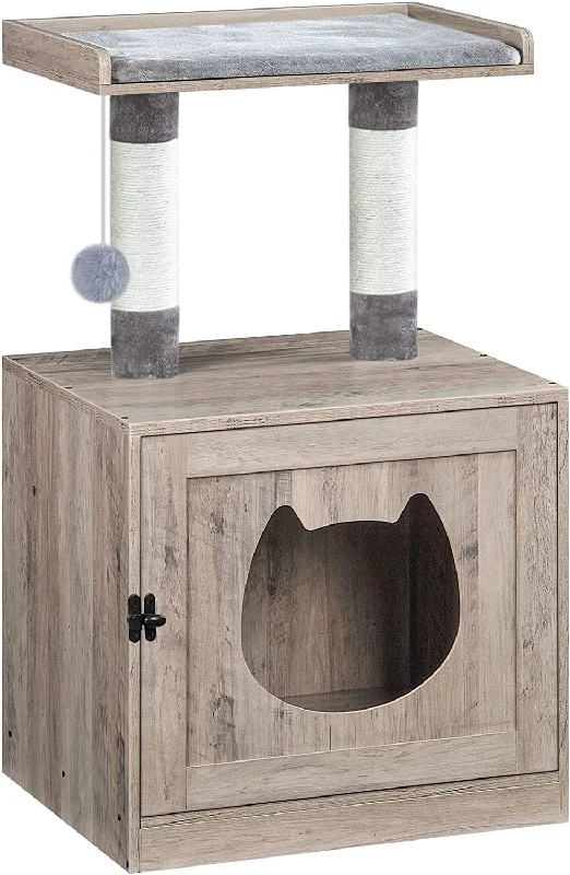 Memory foam dog mattress-Litter Box Enclosure with Cat Tree Tower