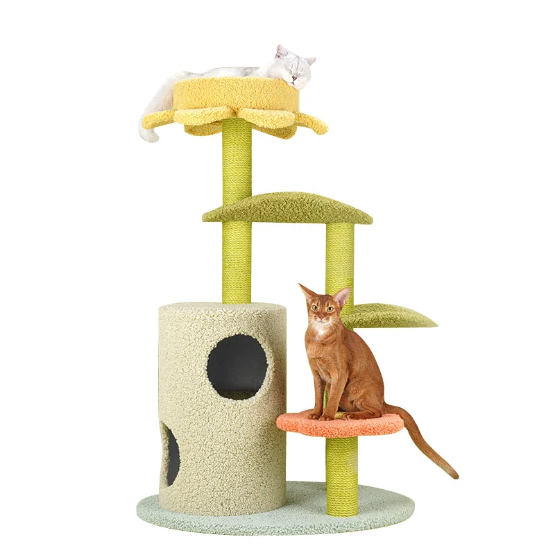 Odor-trapping pet filter-Lotus leaf flower cat tree