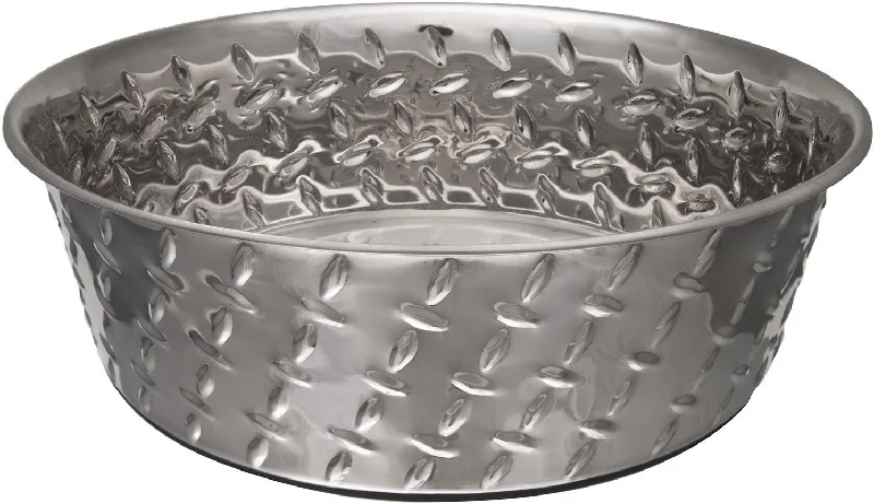 Odor-trapping pet filter-Loving Pets 7258 Ruff ‘N Tuff Diamond Plate Dog Bowl, 5 Quart