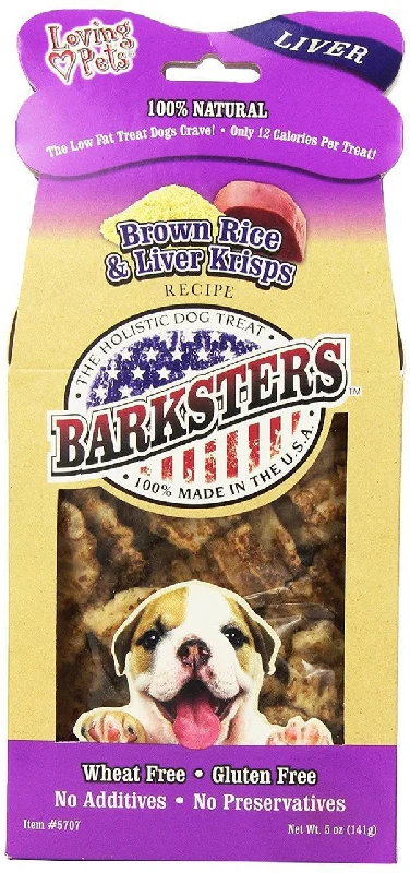 Scent-free pet waste bin-Loving Pets Barksters Brown Rice And Liver Krisps 5oz Treats