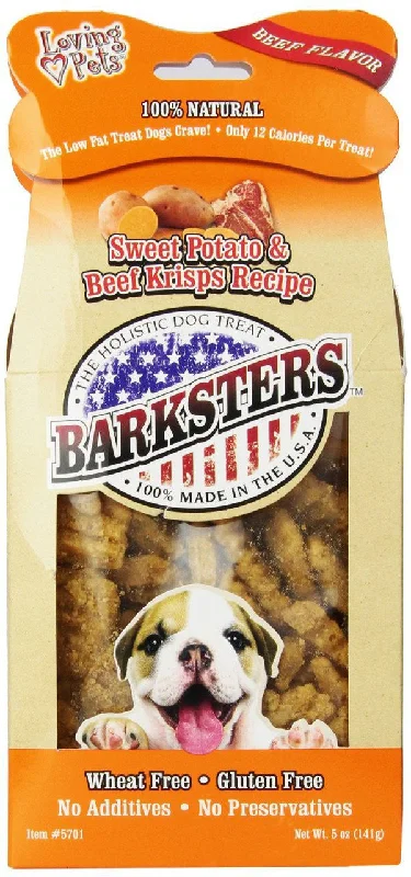 Low-tone pet training clicker-Loving Pets Barksters Sweet Potato Beef Krisps 5oz Treats