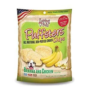 Neon dog walking harness-Loving Pets Puffsters Banana and Chicken Chips 4 oz