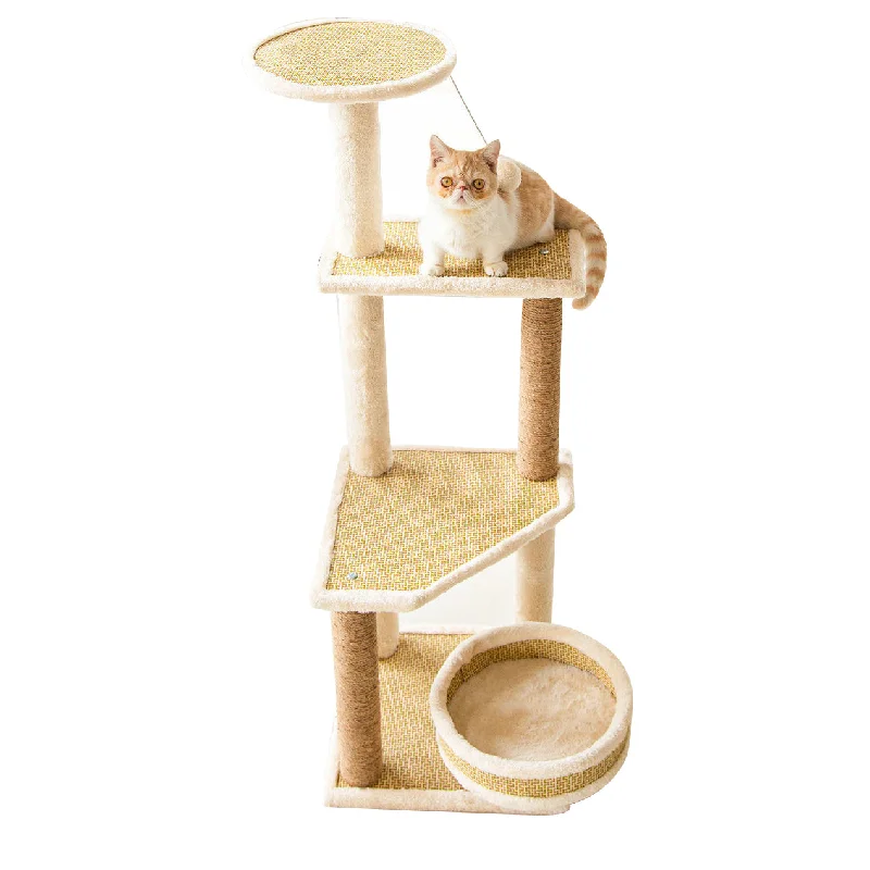 Compact pet agility kit-Luxury 5 levels cat tree with cat bed and sisal stand