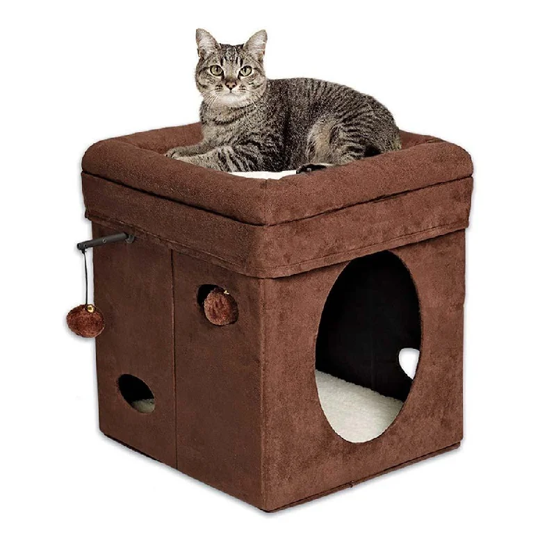 Antibacterial pet paw wash-Midwest Curious Cat Cube (Brown, 15.125" x 15.125" x 16.5")