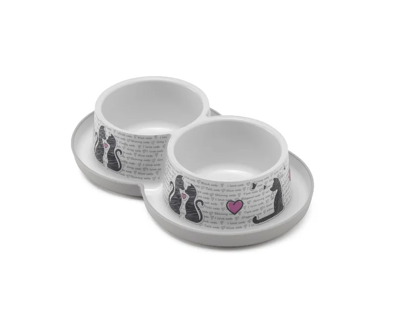 Odor-blocking pet pad-MODERNA Double Food Bowl