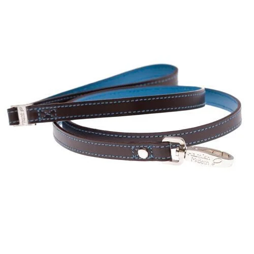 Mesh-sided pet buggy-Monty Brown/Turquoise Slim Dog Lead