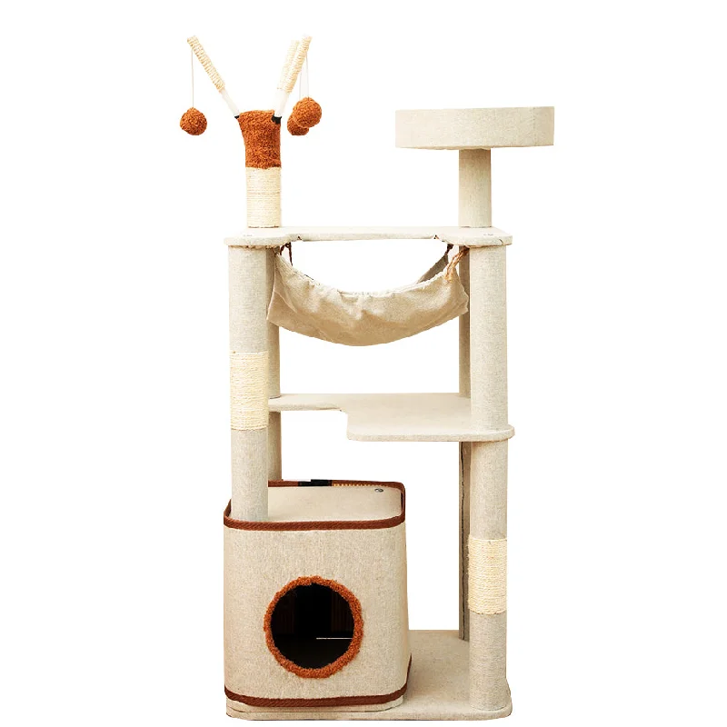 Portable pet air cooler-Non-stick cat tree with condo