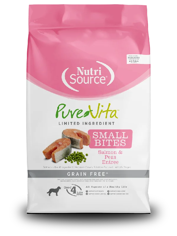 Secure dog car harness-NutriSource® PureVita™ Limited Ingredient Small Bites Grain Free Salmon & Peas Recipe Dog Food