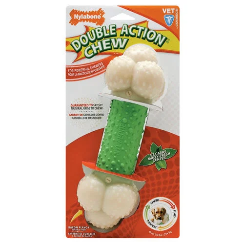 Stone reptile feeding dish-Nylabone Double Action Bacon Flavored Dura Chew Wolf Size