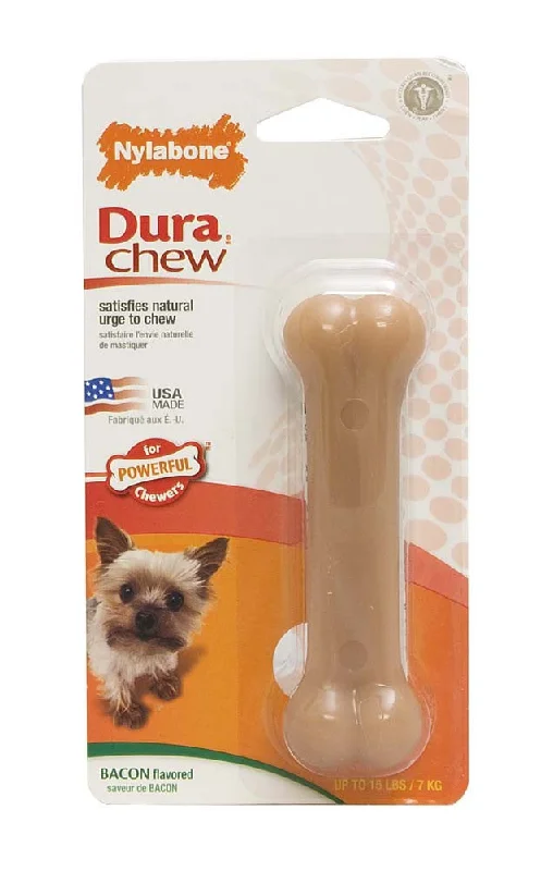 Buckled pet car seat-Nylabone Dura Chew Bacon Dog Chew Bone Petite