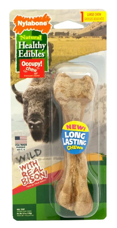 Spinning cat teaser toy-Nylabone Healthy Edibles Bison Chew Bone Large