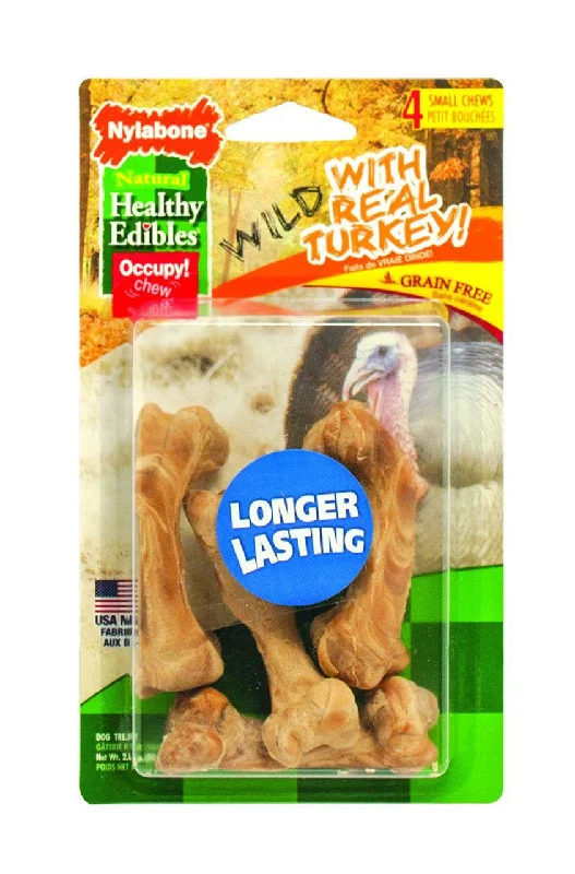 Stone-textured reptile dish-Nylabone Healthy Edibles Wild Turkey Chew Bones Small 4 Pack