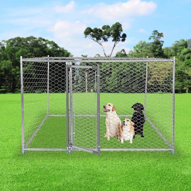 Fine-tooth pet flea comb-6.5'x6.5'x4' Outdoor Dog Kennel Galvanized Steel Pet Playpen with Secure Lock for Large Dog