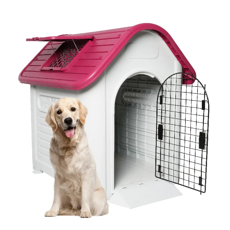 Precision pet claw trimmer-Outdoor Dog House Plastic Waterproof Kennel with Air Vents, 42"L x 33"W x 38"H, Red Roof