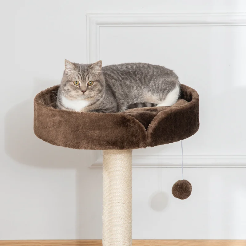 Insulated dog outdoor bed-PawHut Small Cat Tree for Indoor Cats with Sisal Scratching Post Kitten Bed Cushion Ball Toy