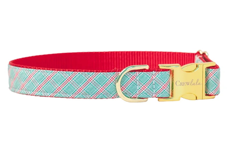 Pet-safe wood polish-Peppermint Plaid Dog Collar