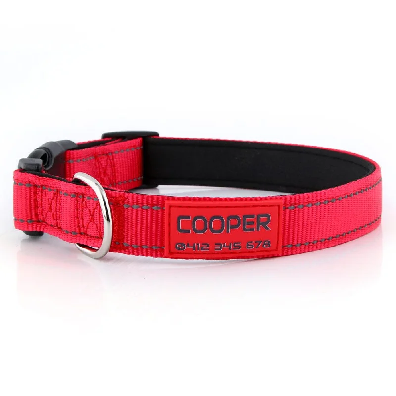 Reinforced pet sleep mat-Personalised Printed ID Reflective Deluxe Padded Dog Collar