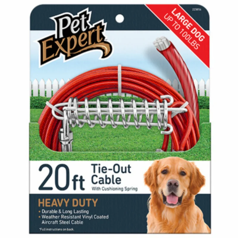 Flexible pet grooming glove-Pet Expert® PE223856 Heavy-Weight Steel Aircraft Dog Tie Out Cable, 15'