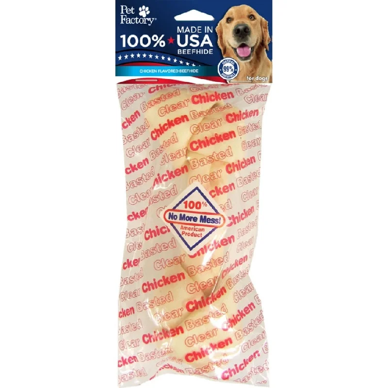 Tough pet sleep blanket-Pet Factory USA Beefhide Clear Basted Dog Bone (Beef- 6 inch)