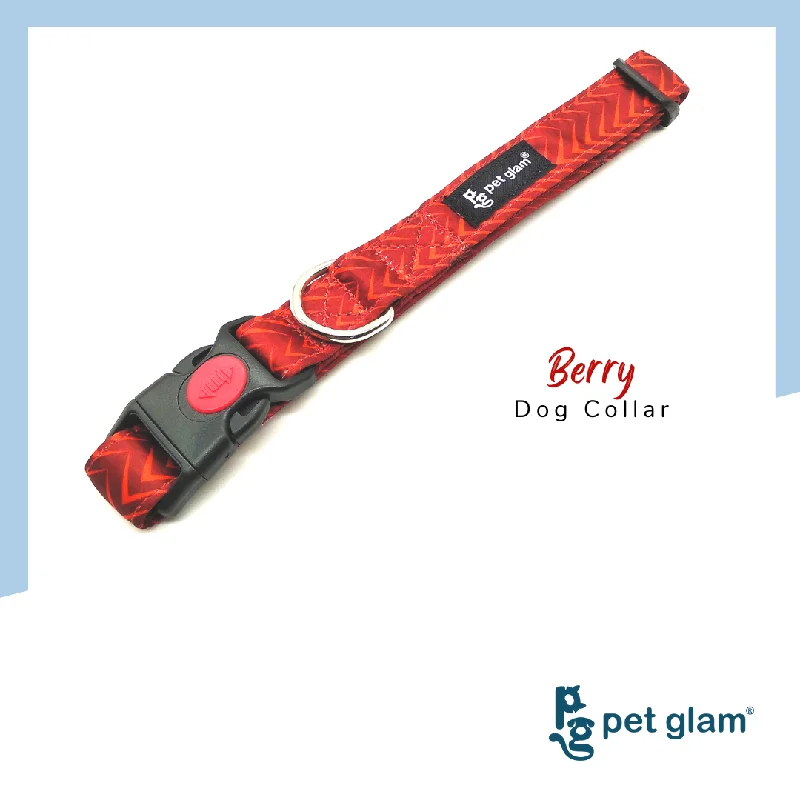 Portable pet shelter tent-Pet Glam Dog Collar Berry Lightweight & Durable Fabric Collar for Small Medium Dog Breeds