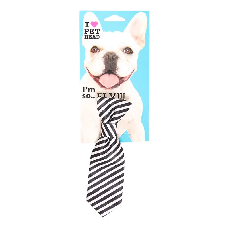 Outdoor dog sleep kennel-Pet Head I'm So Fly Black & White Stripe Tie