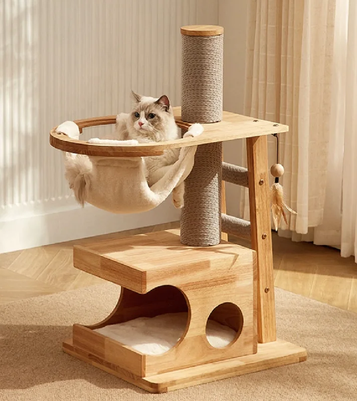 Padded pet airline bag-Petsbelle Natural Oak Wood Cat Tree 96cm