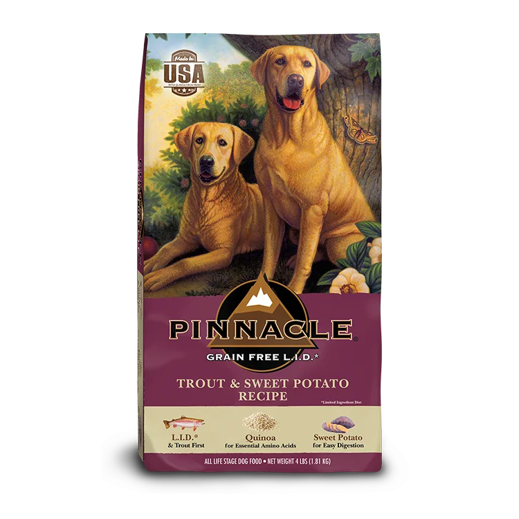 Raised cat food dish-Pinnacle Pet  Grain-Free Trout & Sweet Potato Recipe Dry Dog Food