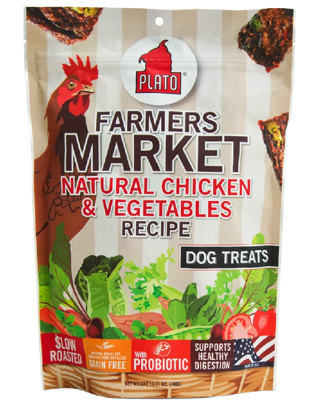 Mint-flavored pet toothpaste-Plato Farmers Market Natural Chicken & Vegetables Dog Treats 14oz