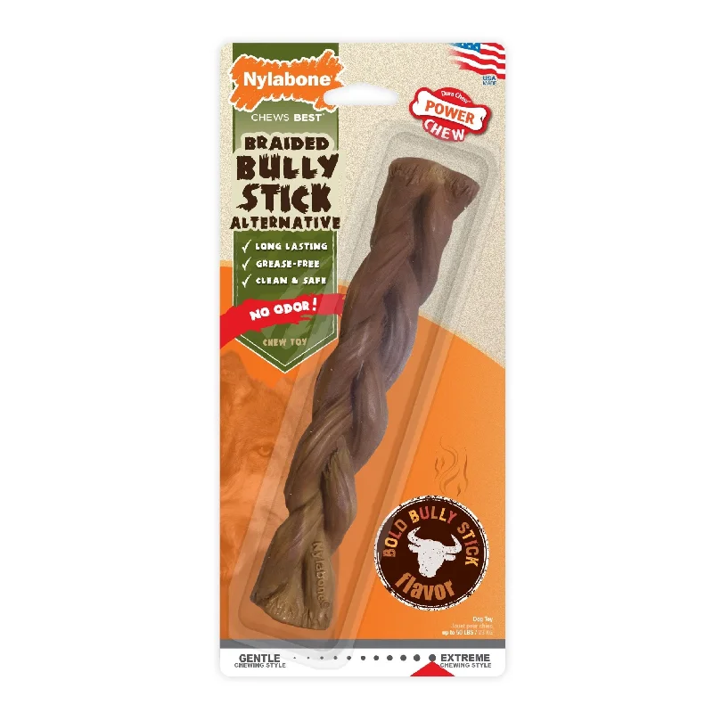 Plush puppy tug bone-Power Chew Braided Bully Stick Alternative Chew Toy, Large/Giant, Up to 50 lbs