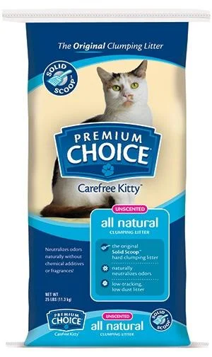 Shiny stainless pet tag-Premium Choice Carefree Kitty  Unscented Solid Scoop Clumping All Natural Cat Litter