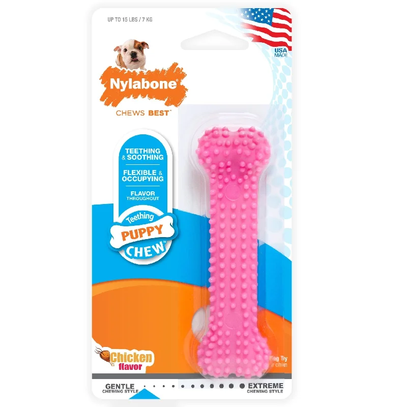 Portable pet water flask-Puppy Teething & Soothing Flexible Chew Toy, Chicken, Pink, X-Small/Petite, Up to 15 lbs.