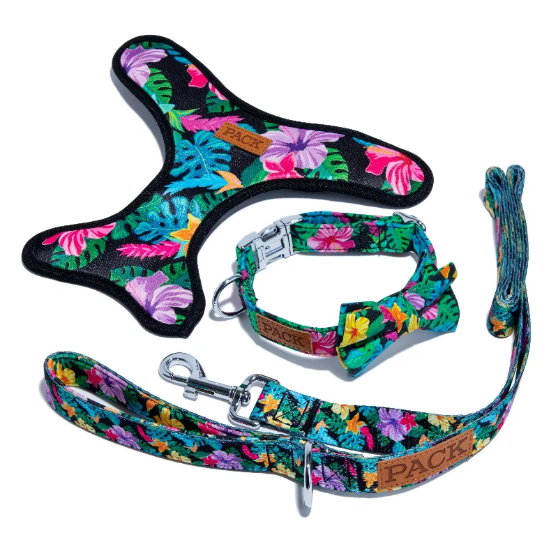 Waterproof cat nap cover-Rainforest Leash + Bowtie Collar + Reversible Harness