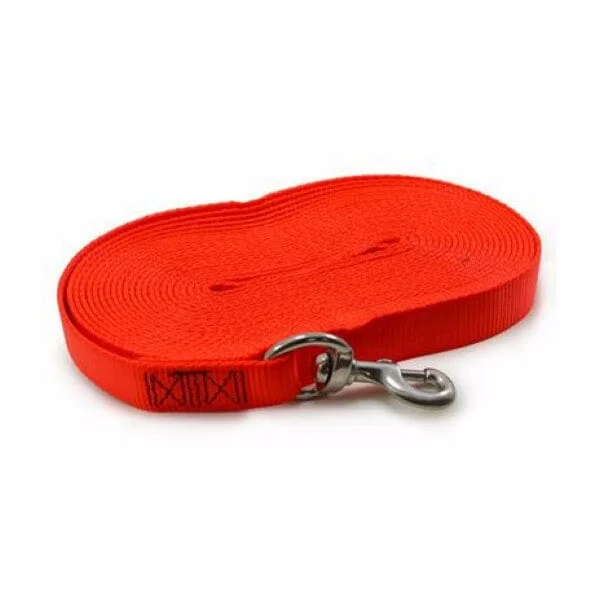 Insulated dog winter coat-RAY ALLEN - 1" Tubular Nylon Tracking Orange Long Line