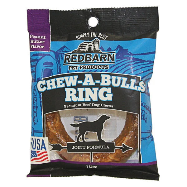 Plant-based pet shampoo-Redbarn Chew A Bulls Peanut Butter Ring Dog Treat Joint Formula