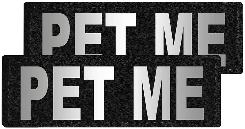 Plant-based dog waste bags-Reflective "Pet Me" Patches, Set of 2