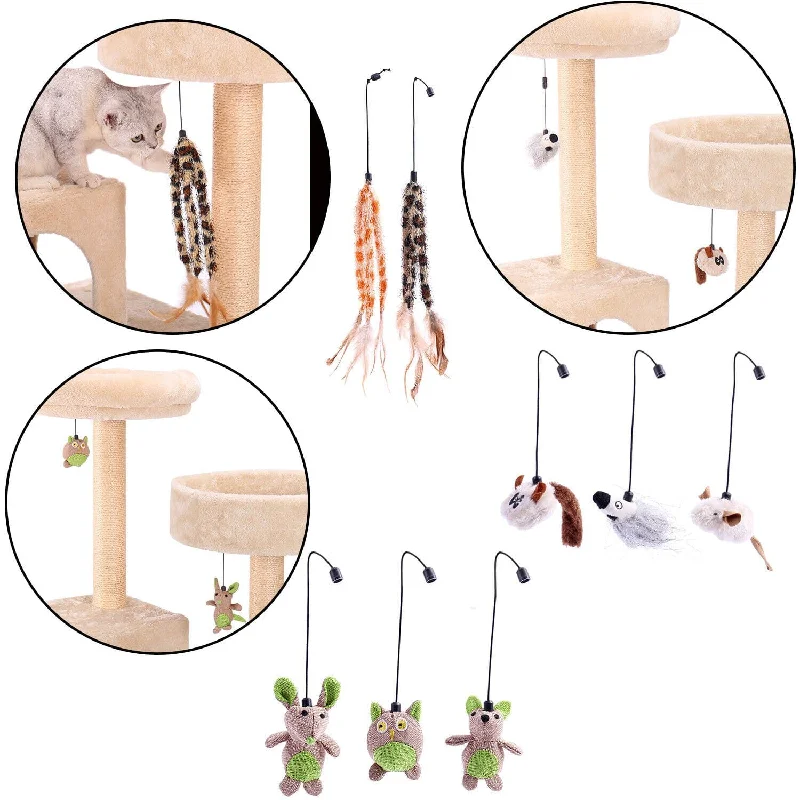 Striped pet neck scarf-Replacement Cat Teaser Toys for Cat Trees - Pack Of 8