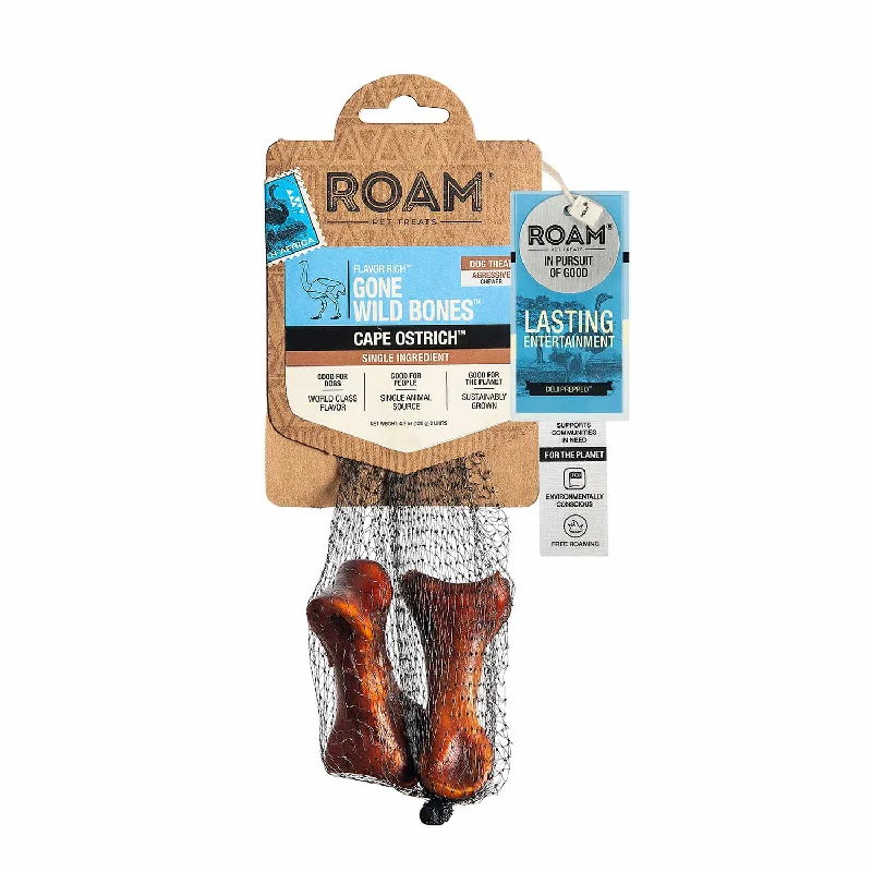 Herbal pet skin lotion-Roam Dog Treats Gone Wild Ostrich Bone, 2pk